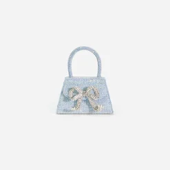 Rhinestone Denim Micro Bow Bag^self-portrait Cheap