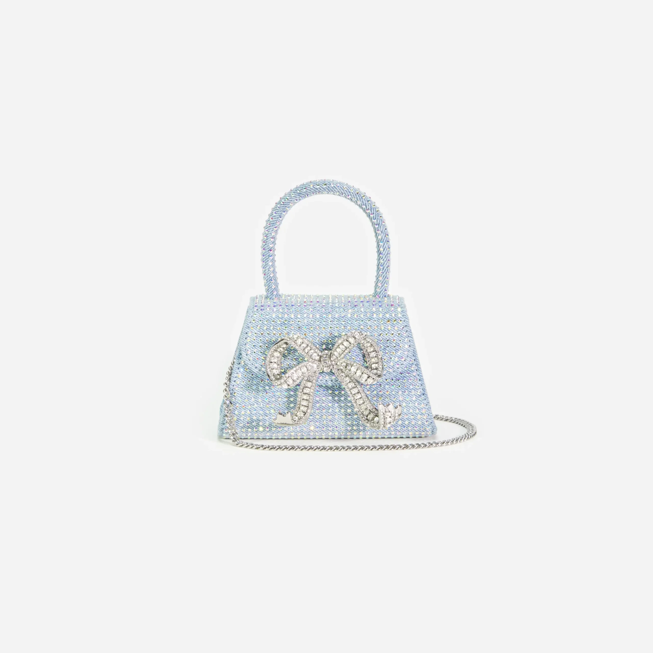 Rhinestone Denim Micro Bow Bag^self-portrait Cheap