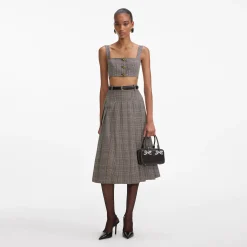 Check Pleated Midi Skirt^self-portrait Cheap