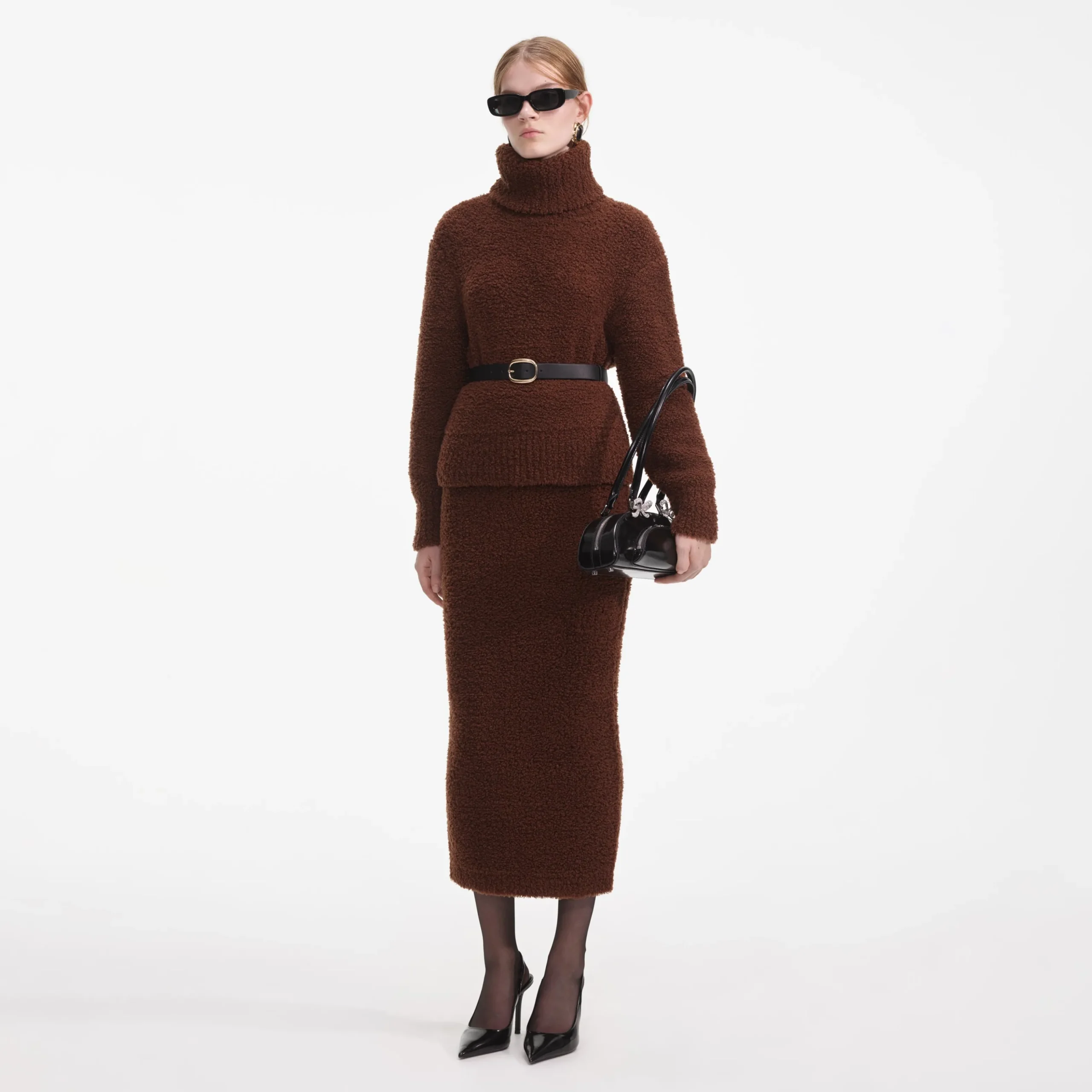 Fluffy Knit Midi Skirt^self-portrait New