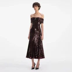 Sequin Off Shoulder Midi Dress^self-portrait Outlet