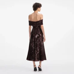 Sequin Off Shoulder Midi Dress^self-portrait Outlet
