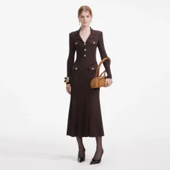 Viscose Rib Knit Midi Dress^self-portrait Discount