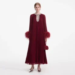 Chiffon Feather Midi Dress^self-portrait Discount