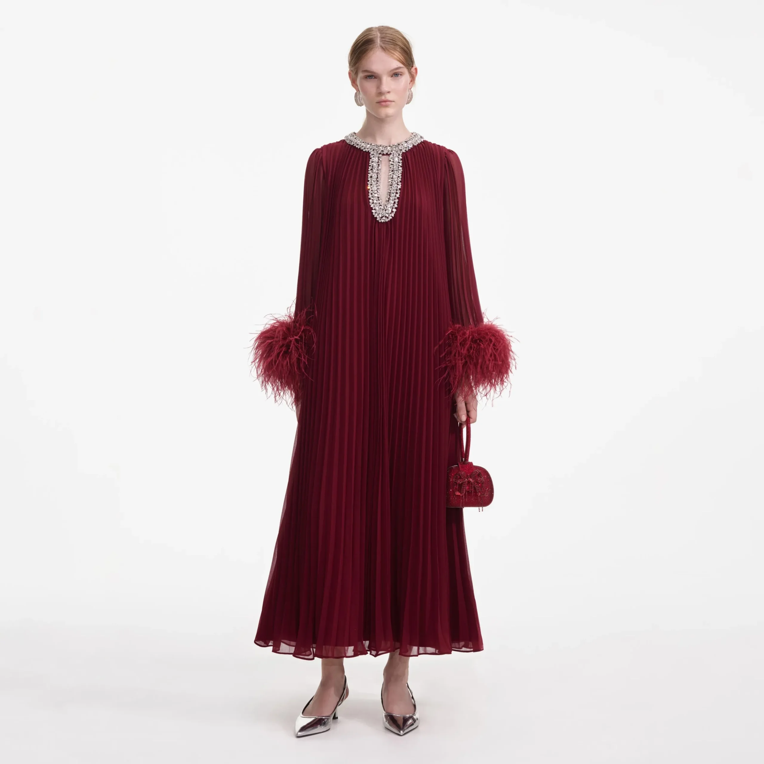 Chiffon Feather Midi Dress^self-portrait Discount