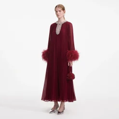 Chiffon Feather Midi Dress^self-portrait Discount