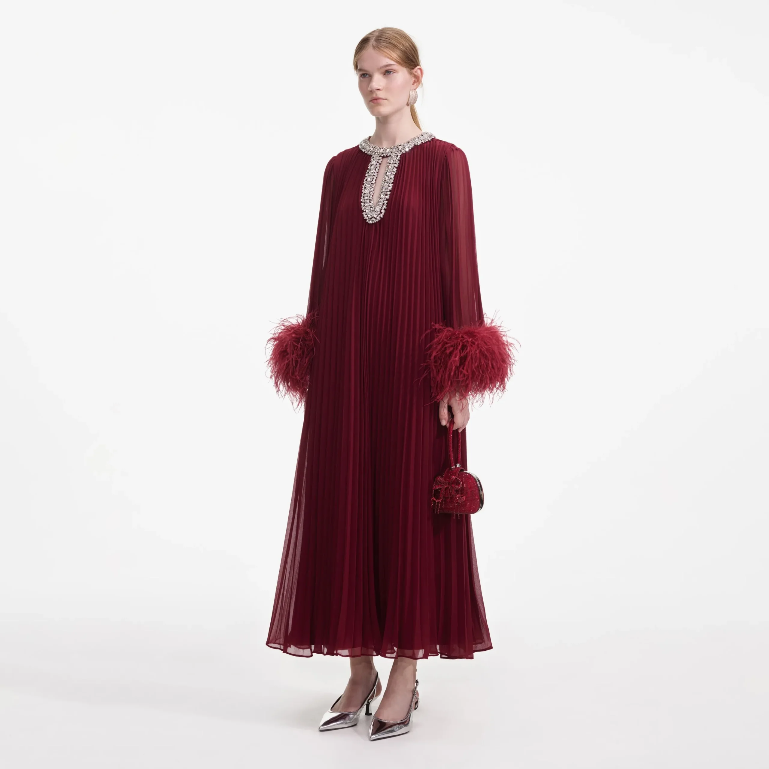 Chiffon Feather Midi Dress^self-portrait Discount