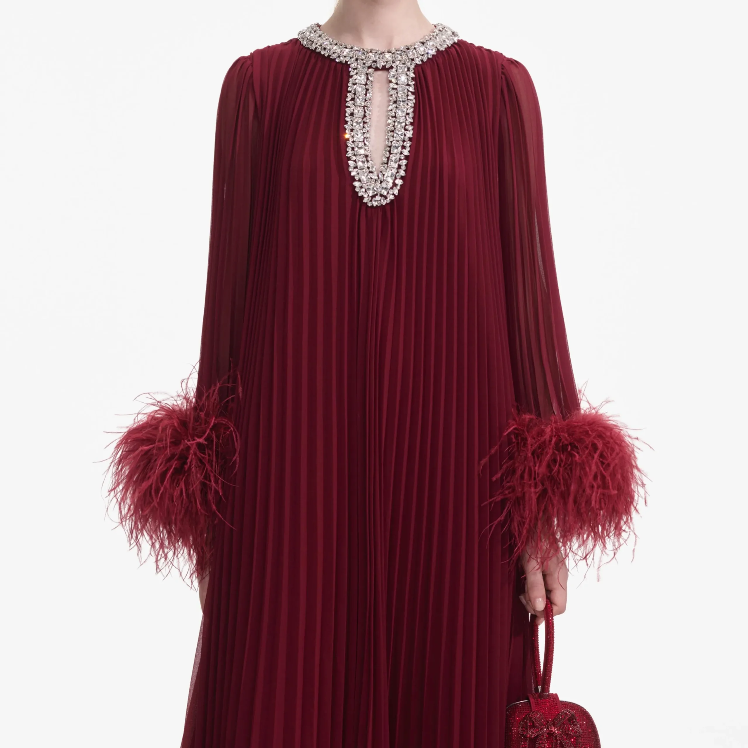 Chiffon Feather Midi Dress^self-portrait Discount