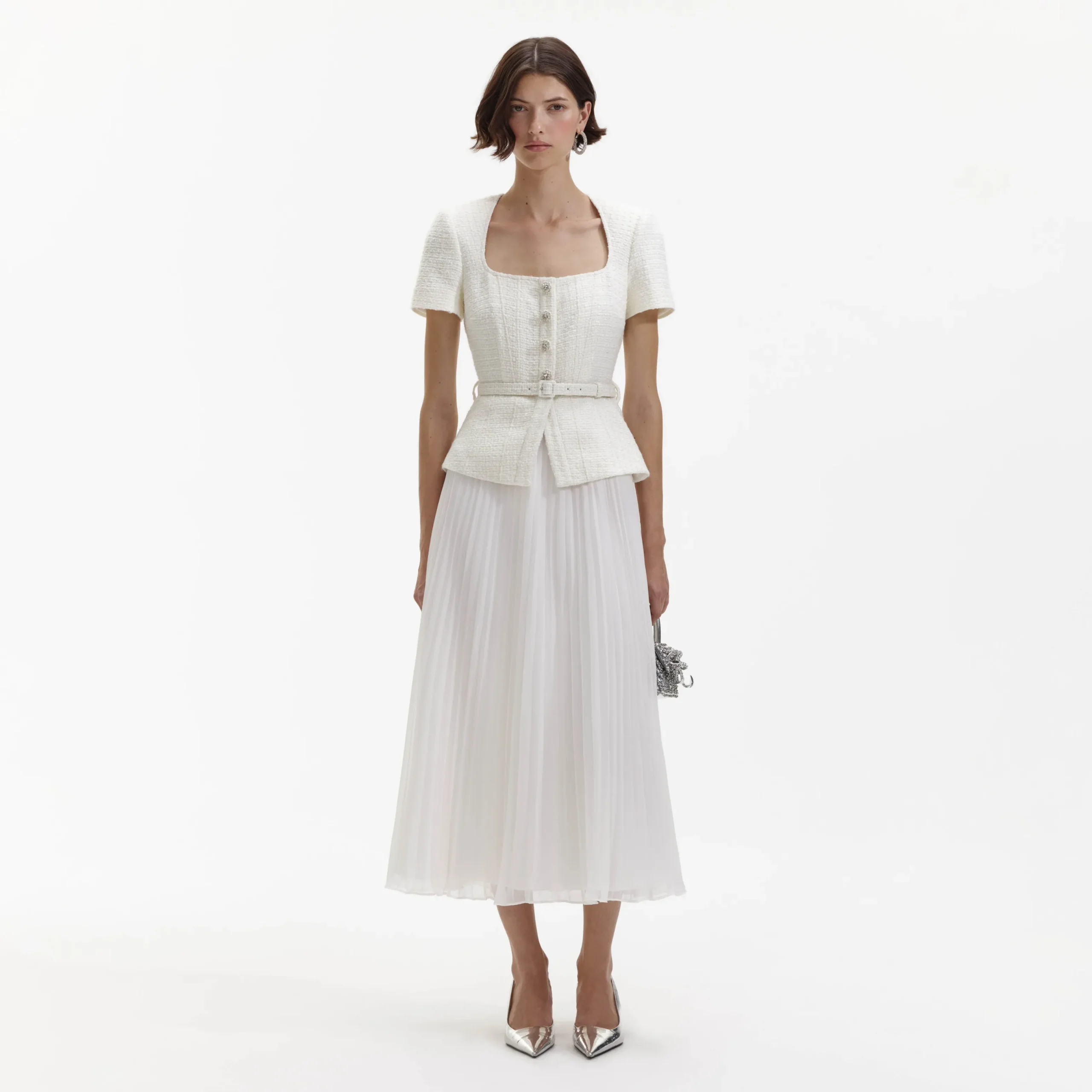Boucle Chiffon Midi Dress^self-portrait Hot