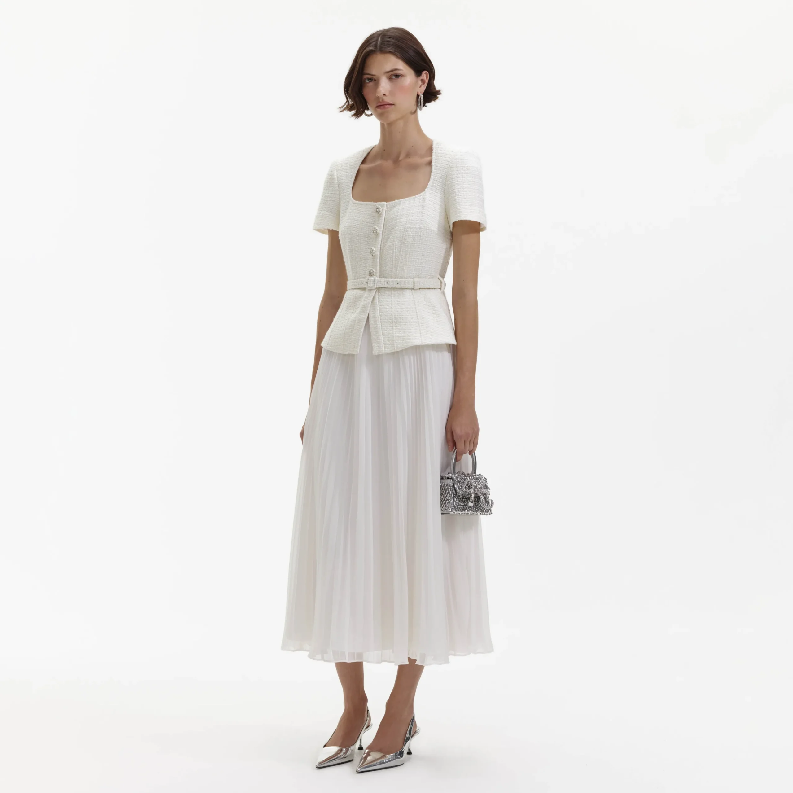 Boucle Chiffon Midi Dress^self-portrait Hot