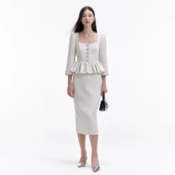Boucle Peplum Midi Dress^self-portrait Clearance