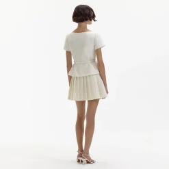 Boucle Pleated Mini Dress^self-portrait Fashion