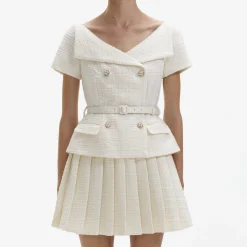 Boucle Pleated Mini Dress^self-portrait Fashion