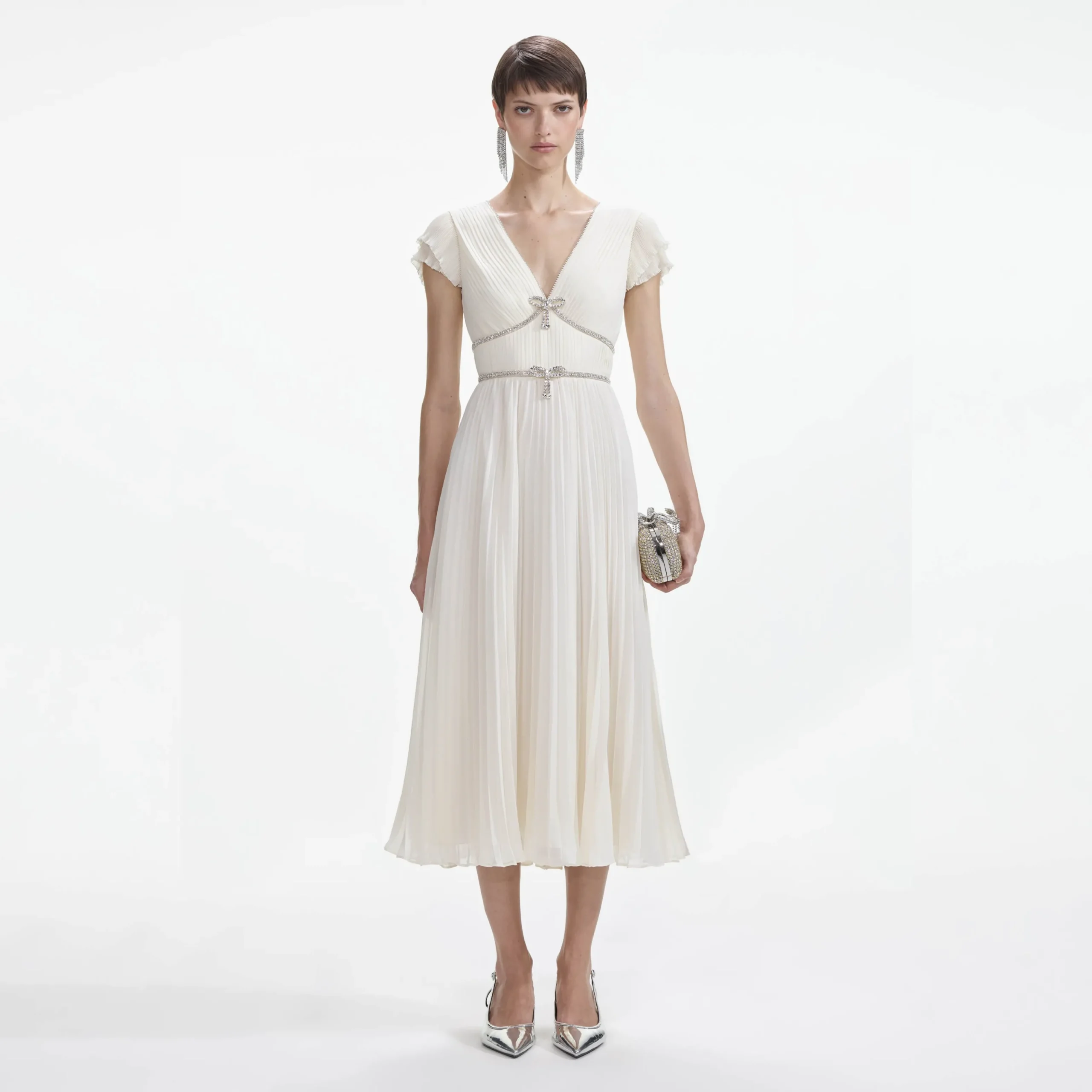 Chiffon Pleated Midi Dress^self-portrait Discount