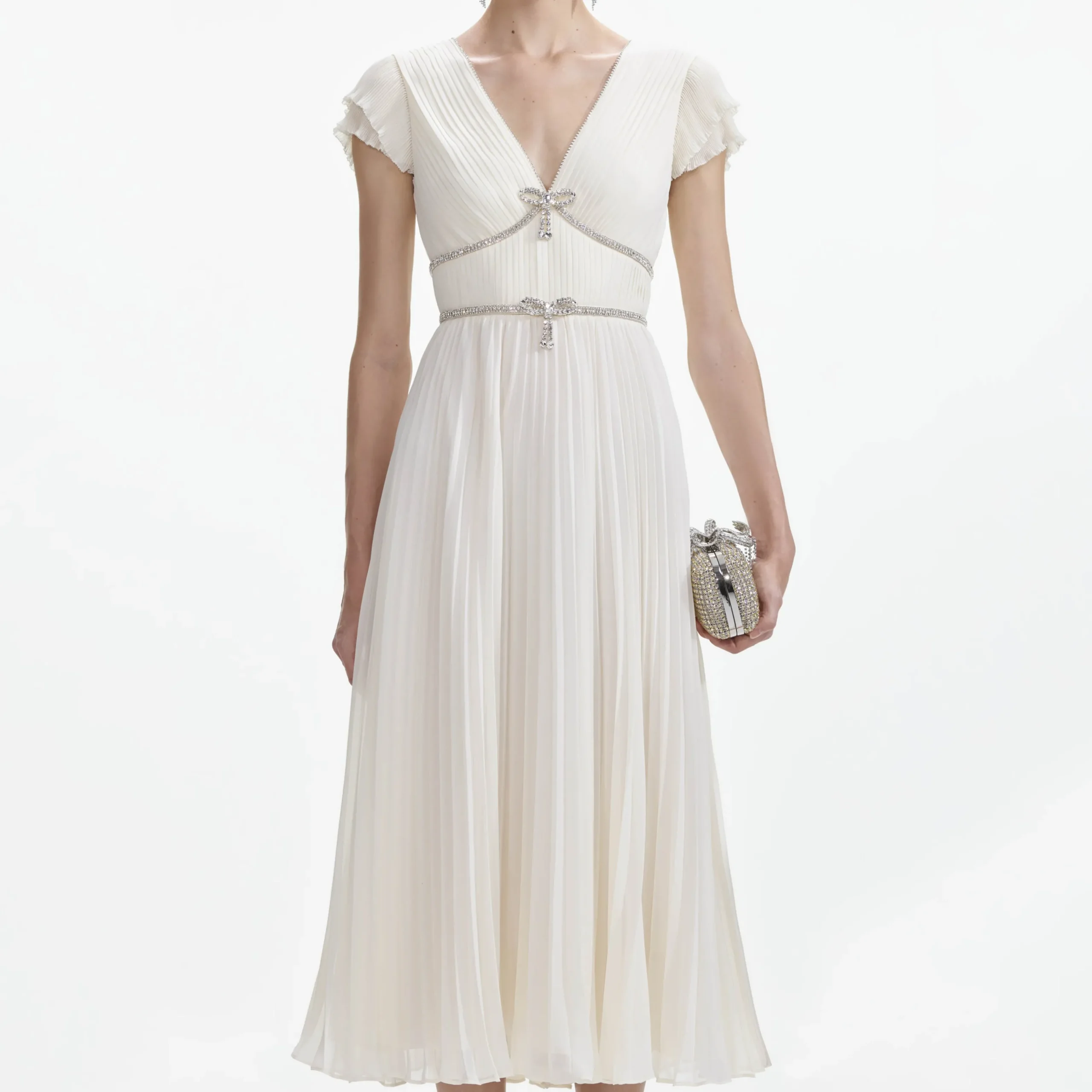 Chiffon Pleated Midi Dress^self-portrait Discount