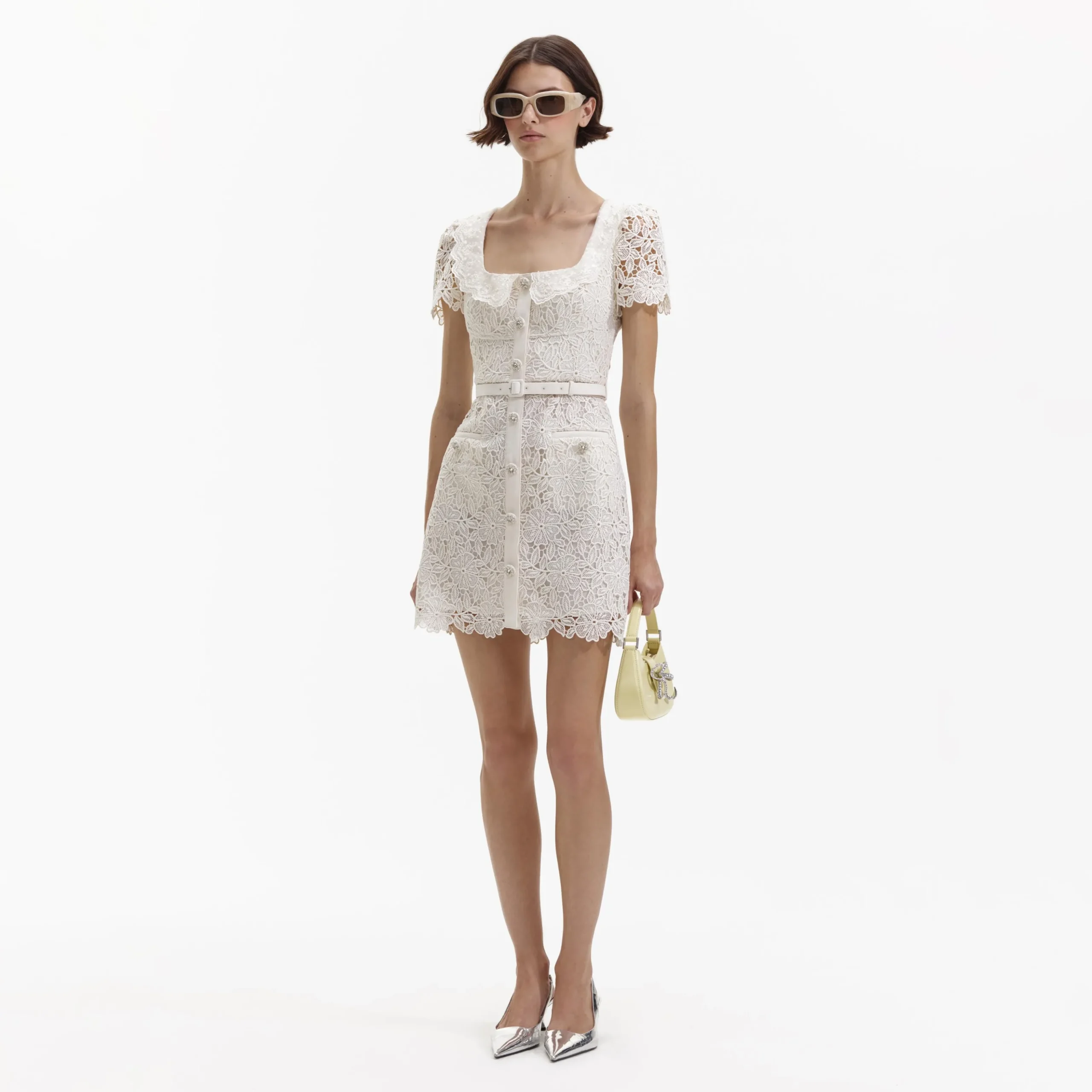 Guipure Lace Button Mini Dress^self-portrait Store