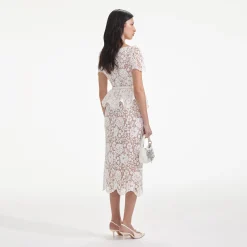 Lace Peplum Midi Dress^self-portrait Flash Sale