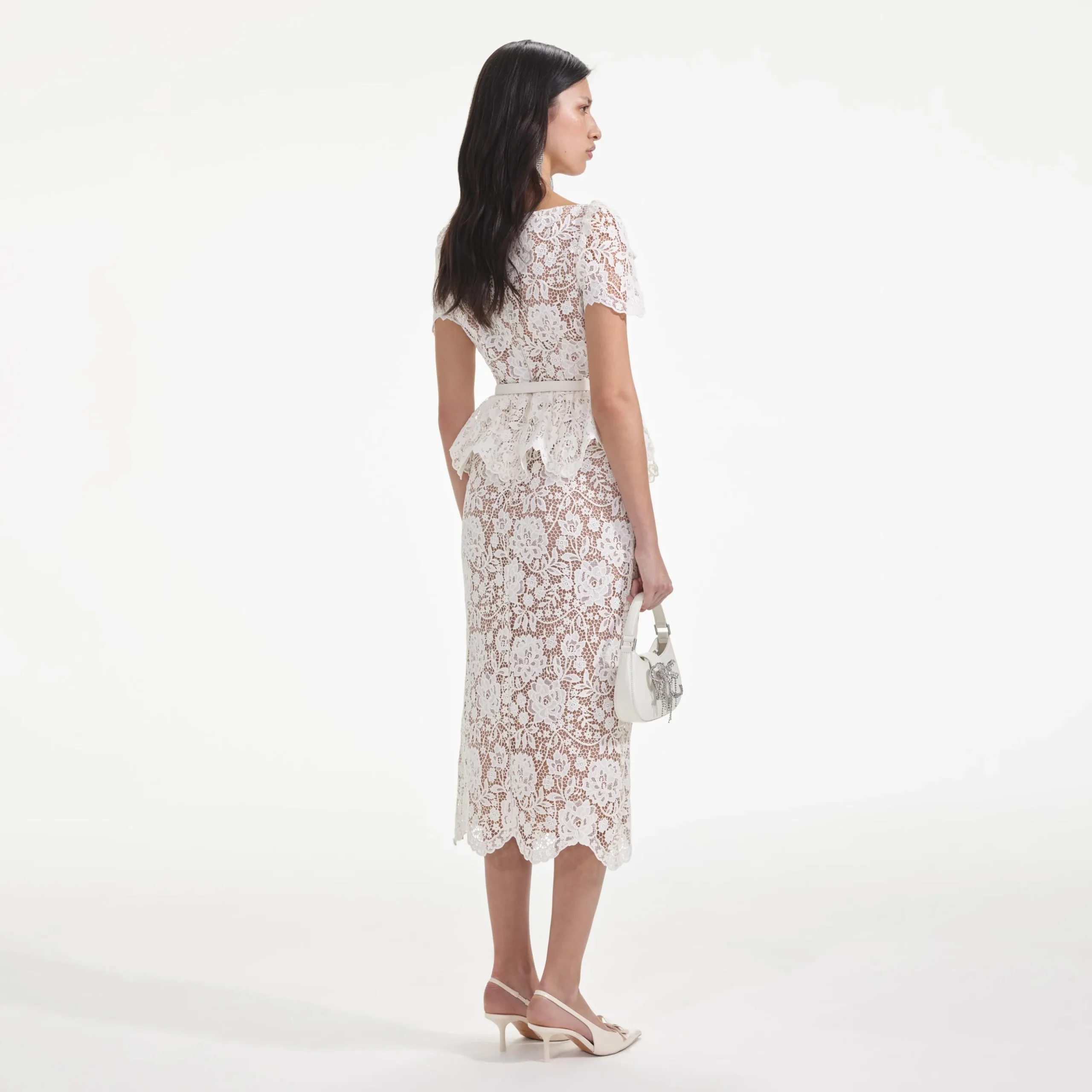 Lace Peplum Midi Dress^self-portrait Flash Sale