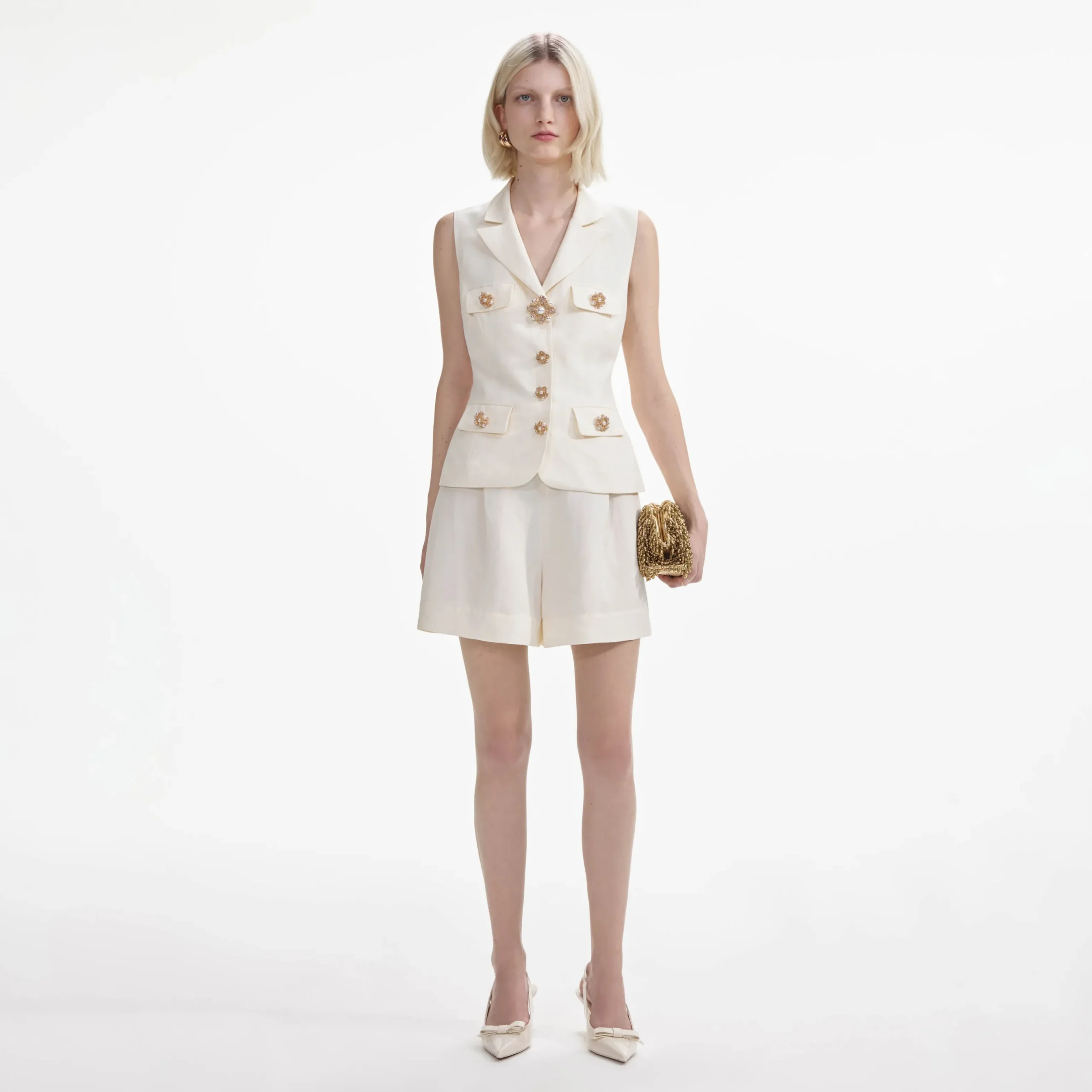 Linen Tailored Playsuit^self-portrait Outlet