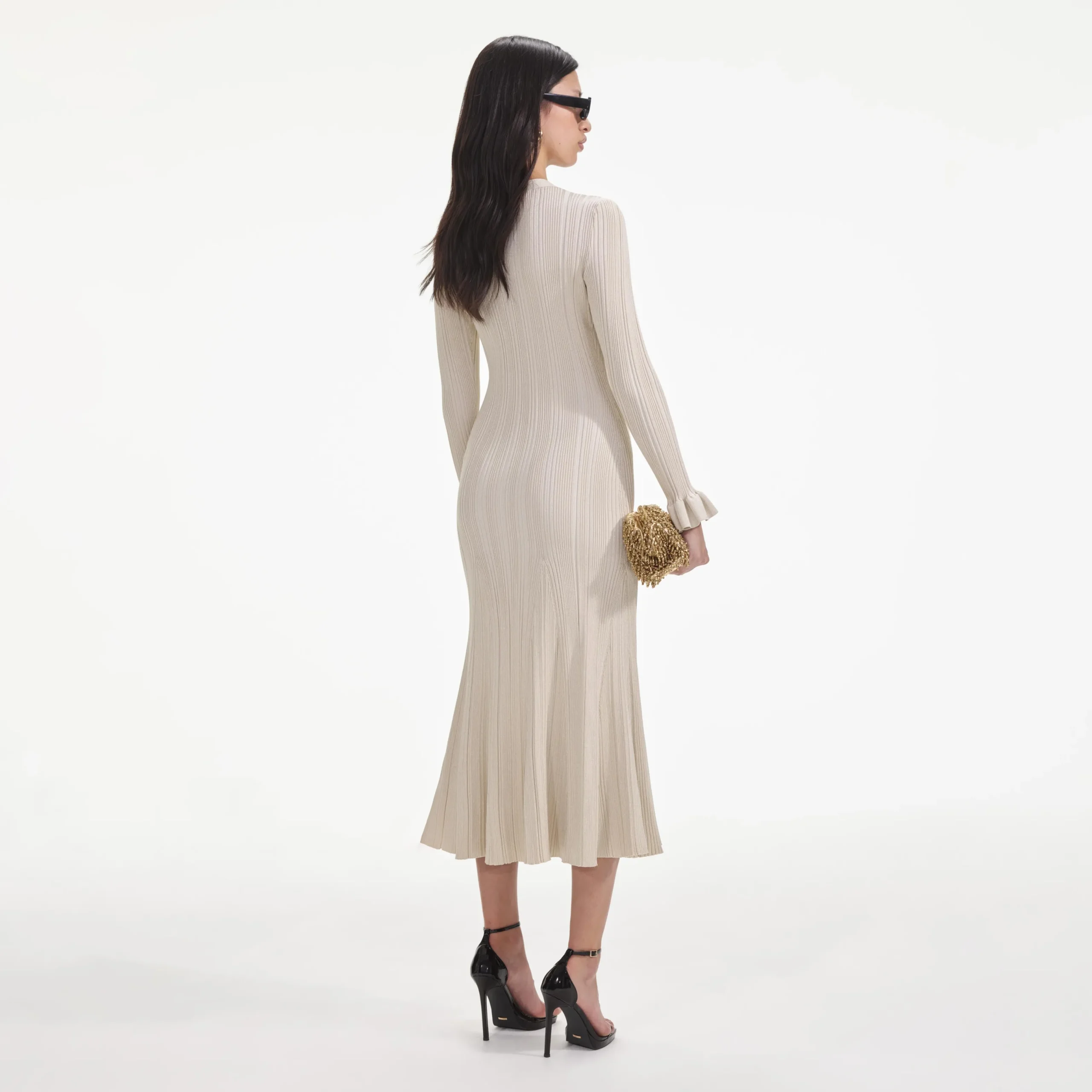 Metallic Ribbed Midi Dress^self-portrait Discount