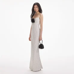 Polka Dot Satin Maxi Dress^self-portrait Cheap
