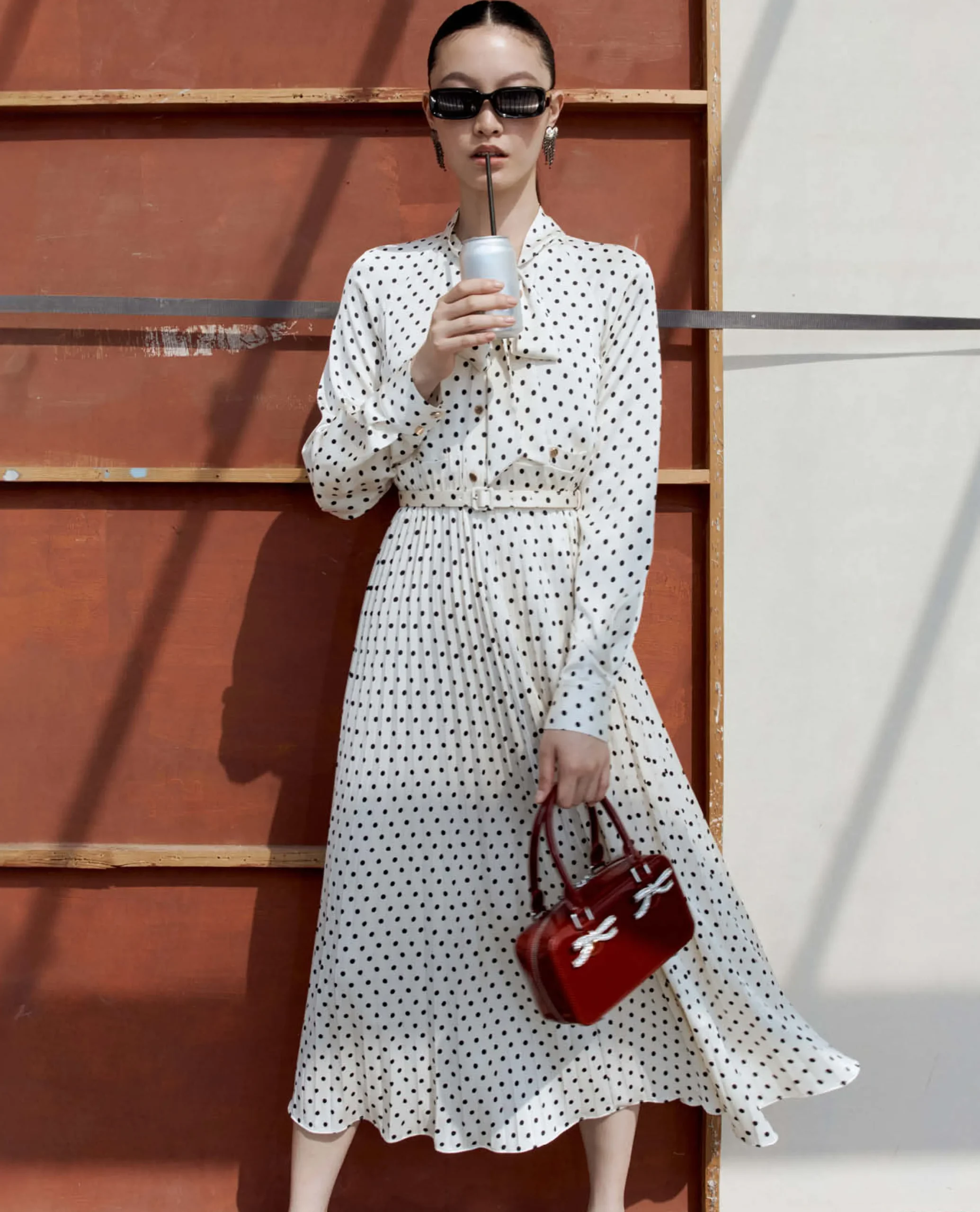 Polka Dot Satin Midi Dress^self-portrait Online