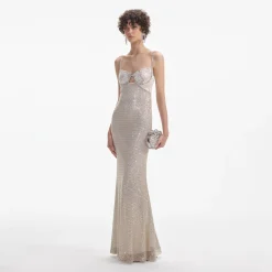Rhinestone Mesh Maxi Dress^self-portrait Discount