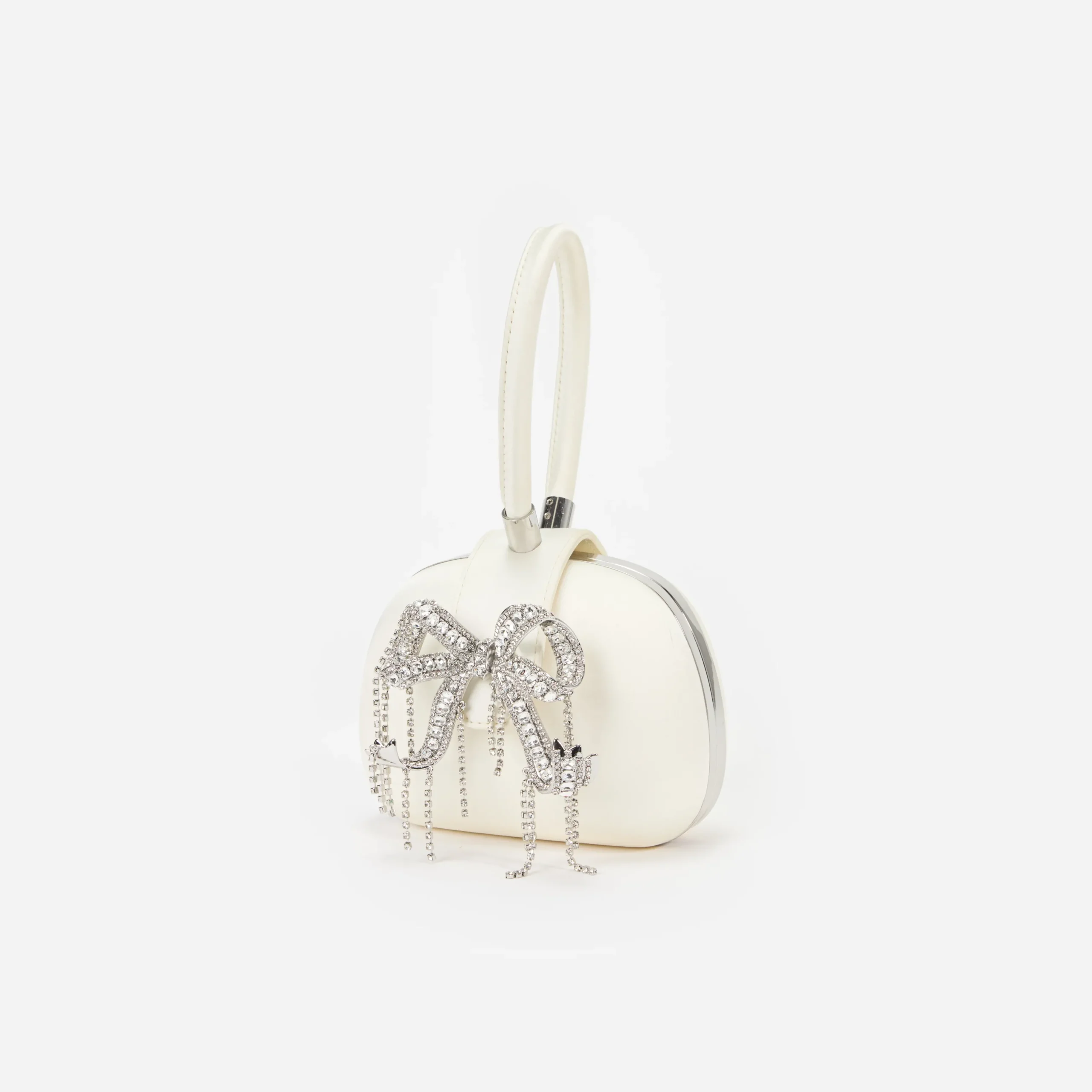 Satin Top Handle Clutch Bag^self-portrait New