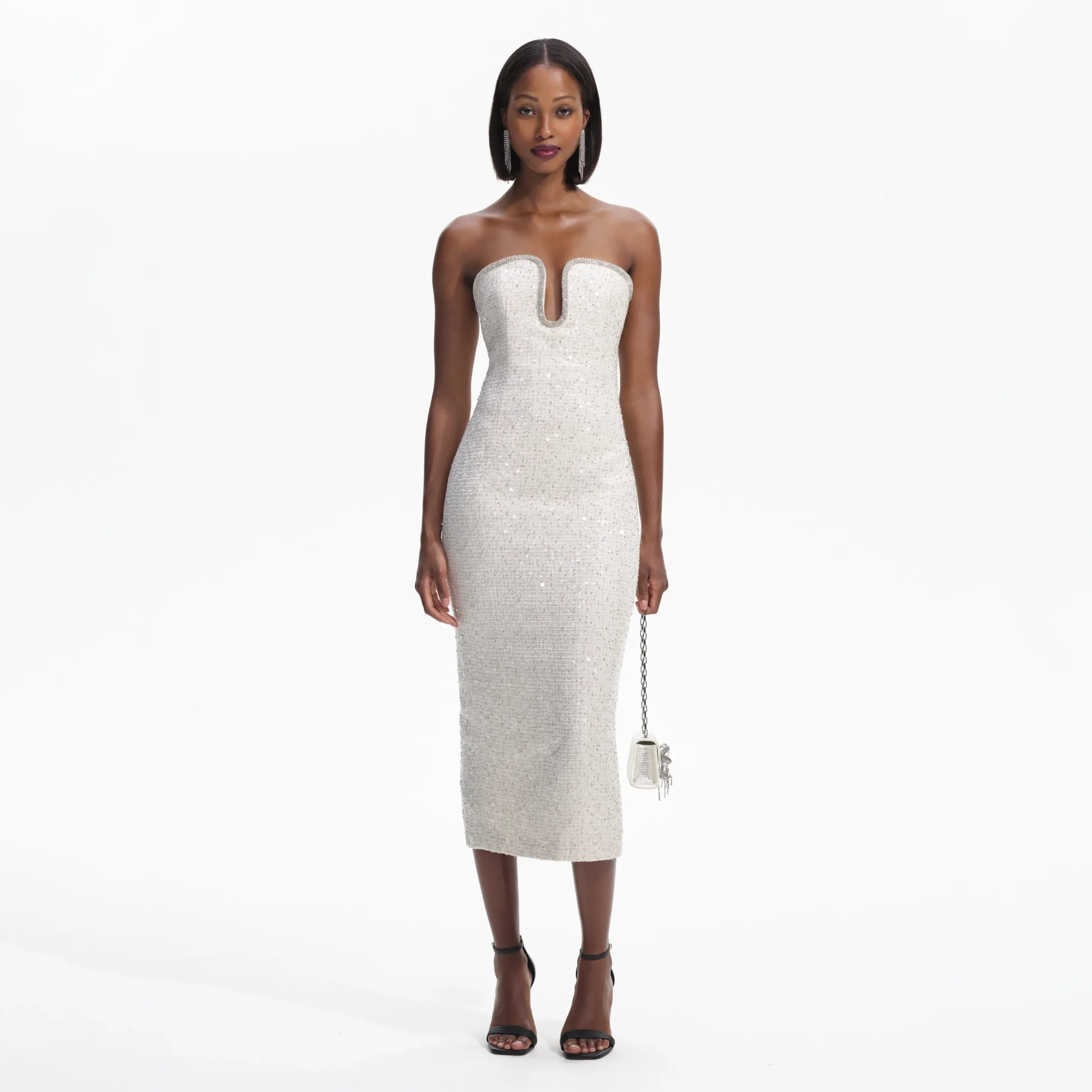 Sequin Boucle Strapless Midi Dress^self-portrait Flash Sale