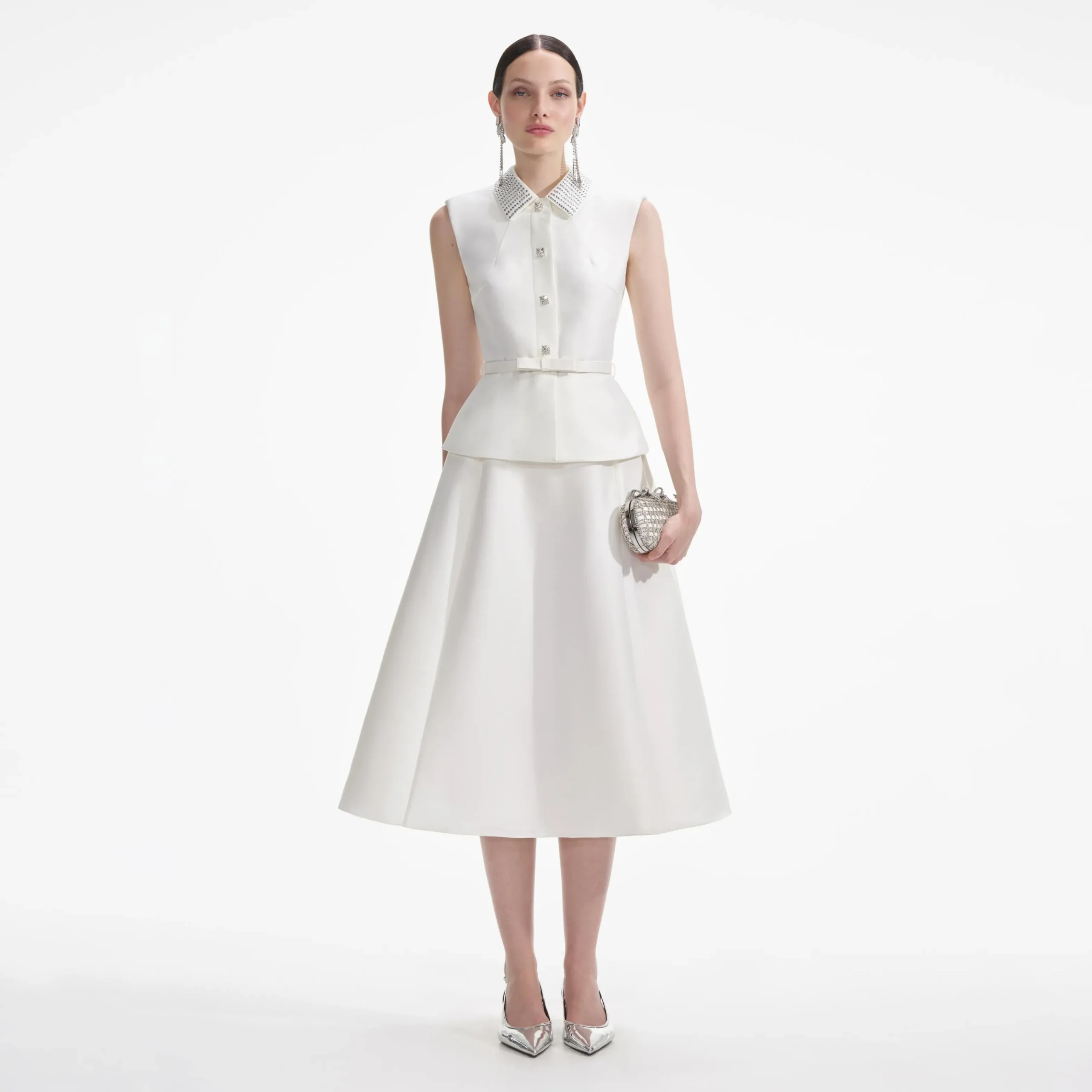 Taffeta Diamante Midi Dress^self-portrait Store