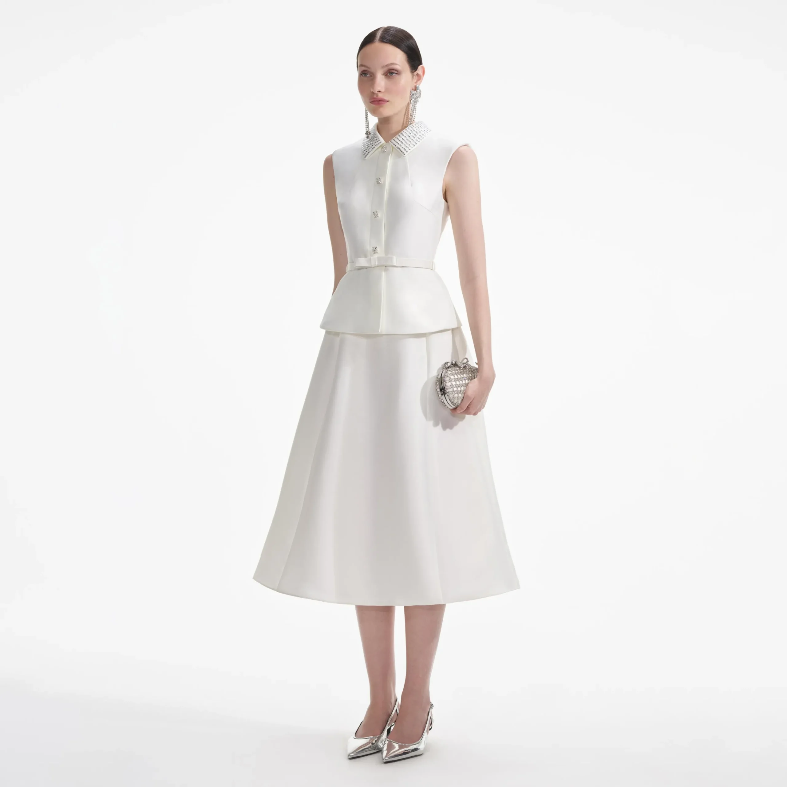 Taffeta Diamante Midi Dress^self-portrait Store