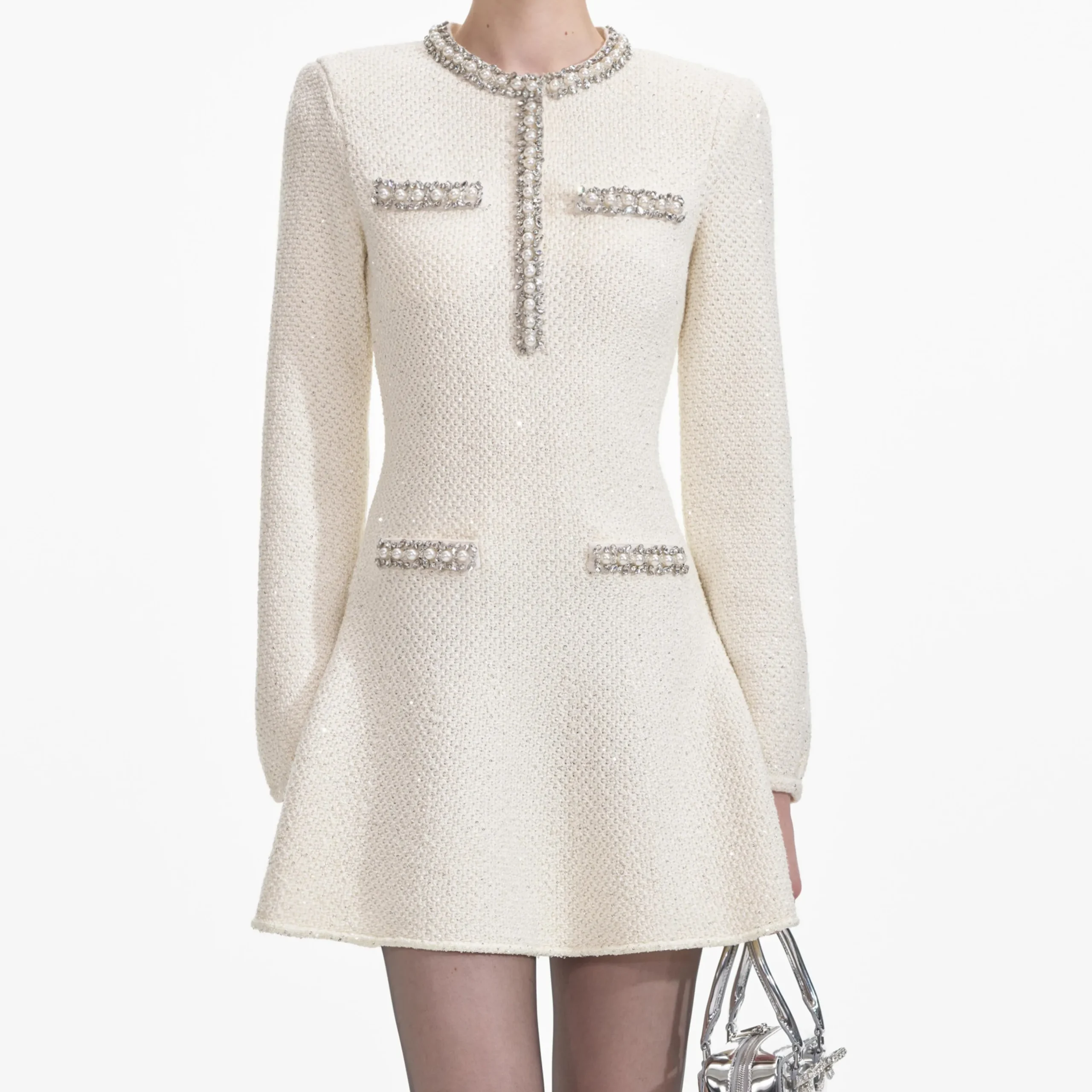 Textured Knit Embellished Mini Dress^self-portrait Online