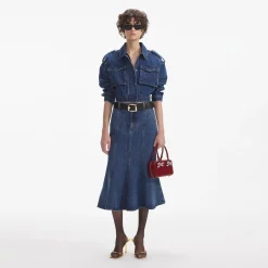 Denim Midi Skirt^self-portrait Store