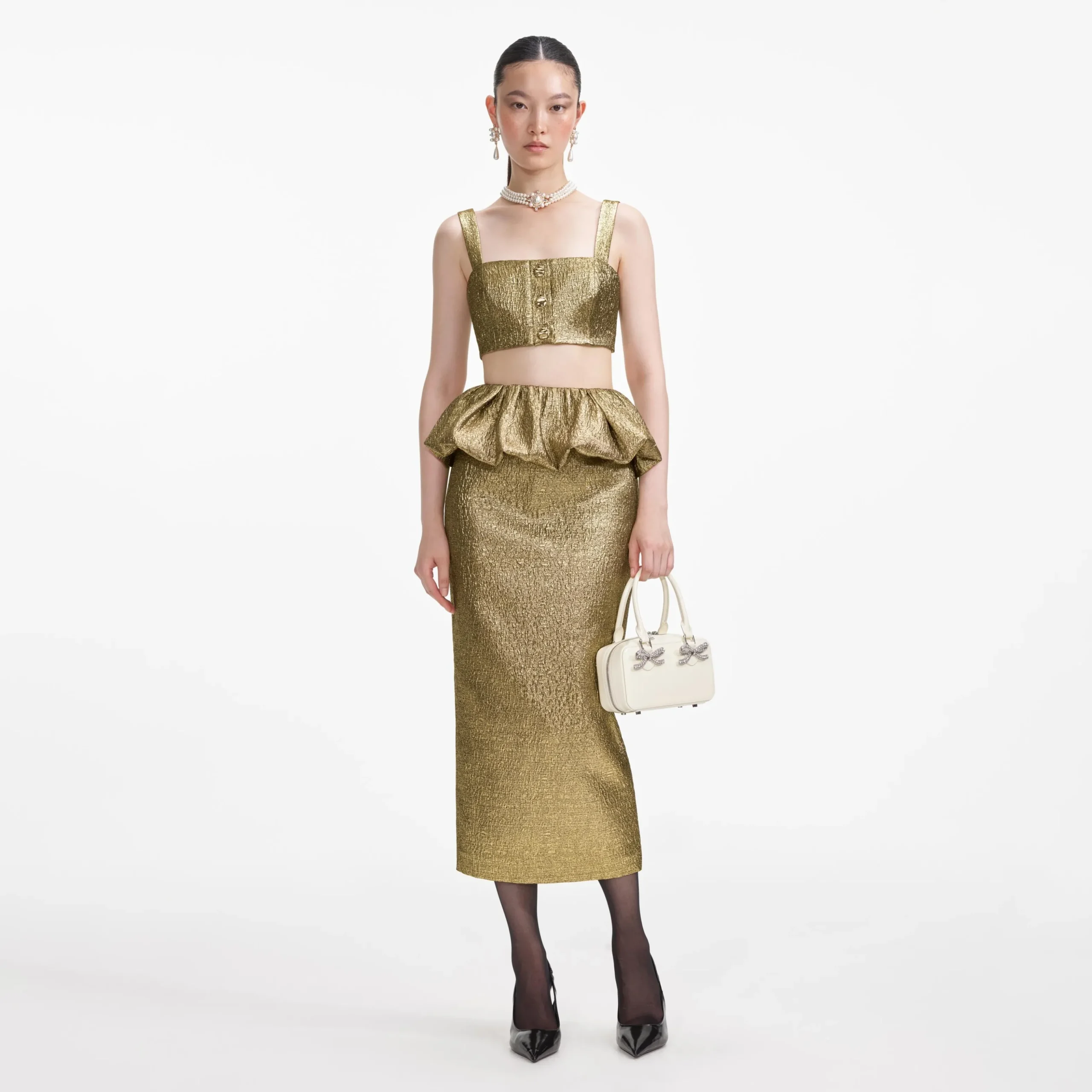 Metallic Jacquard Crop Top^self-portrait Cheap