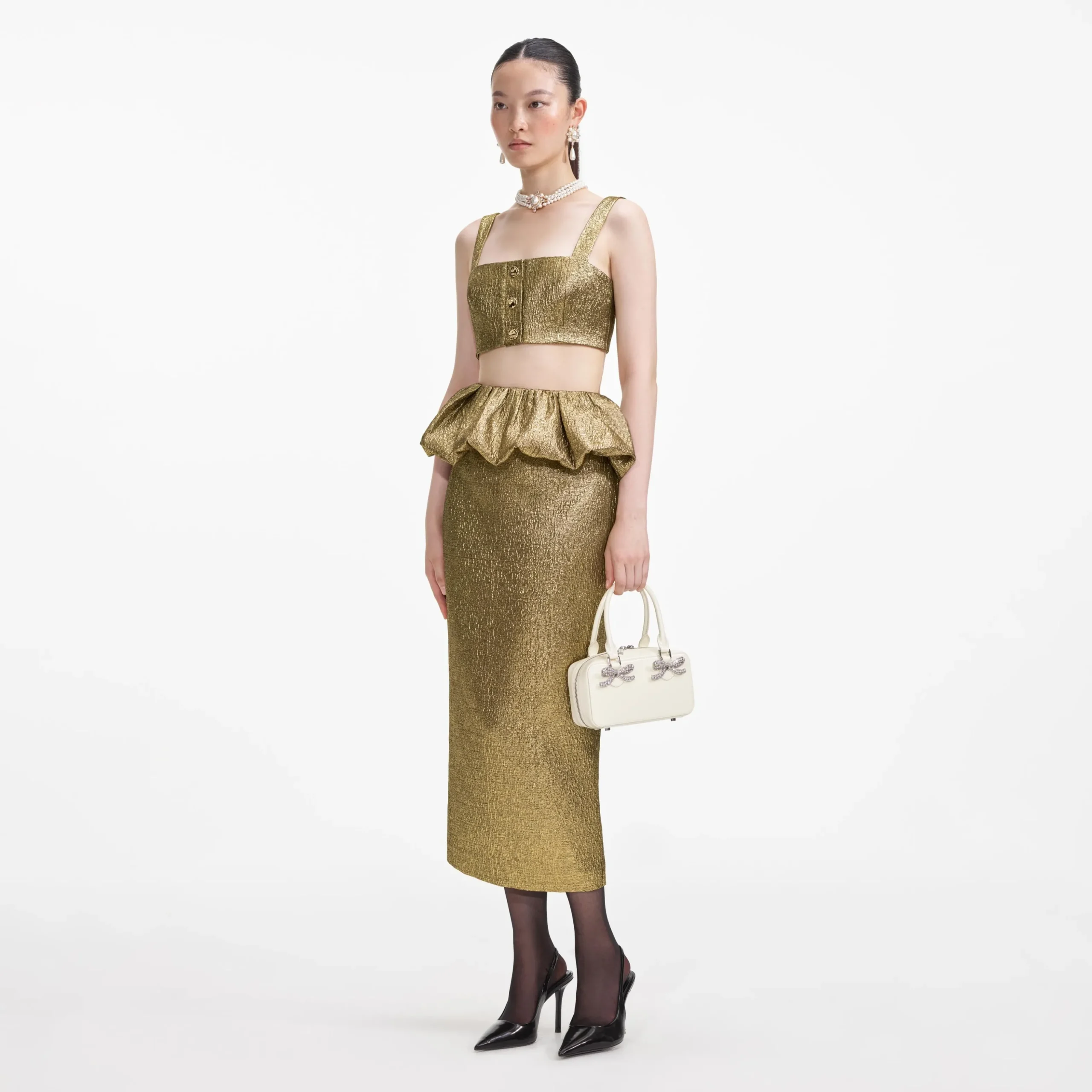 Metallic Jacquard Crop Top^self-portrait Cheap