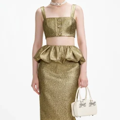 Metallic Jacquard Crop Top^self-portrait Cheap