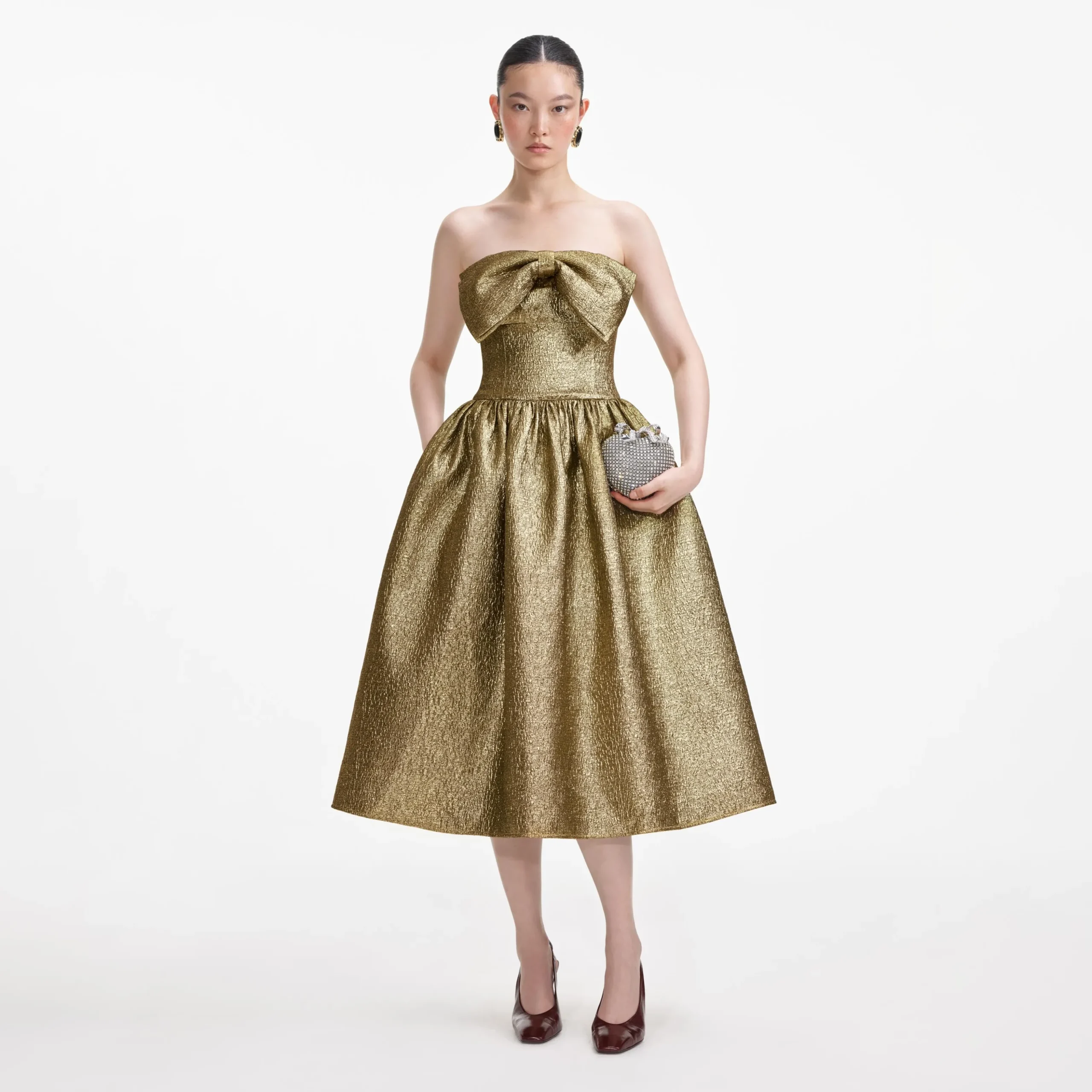Metallic Jacquard Midi Dress^self-portrait Discount