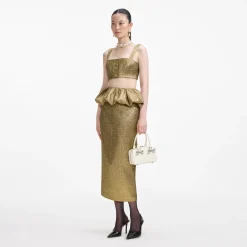 Metallic Jacquard Midi Skirt^self-portrait New