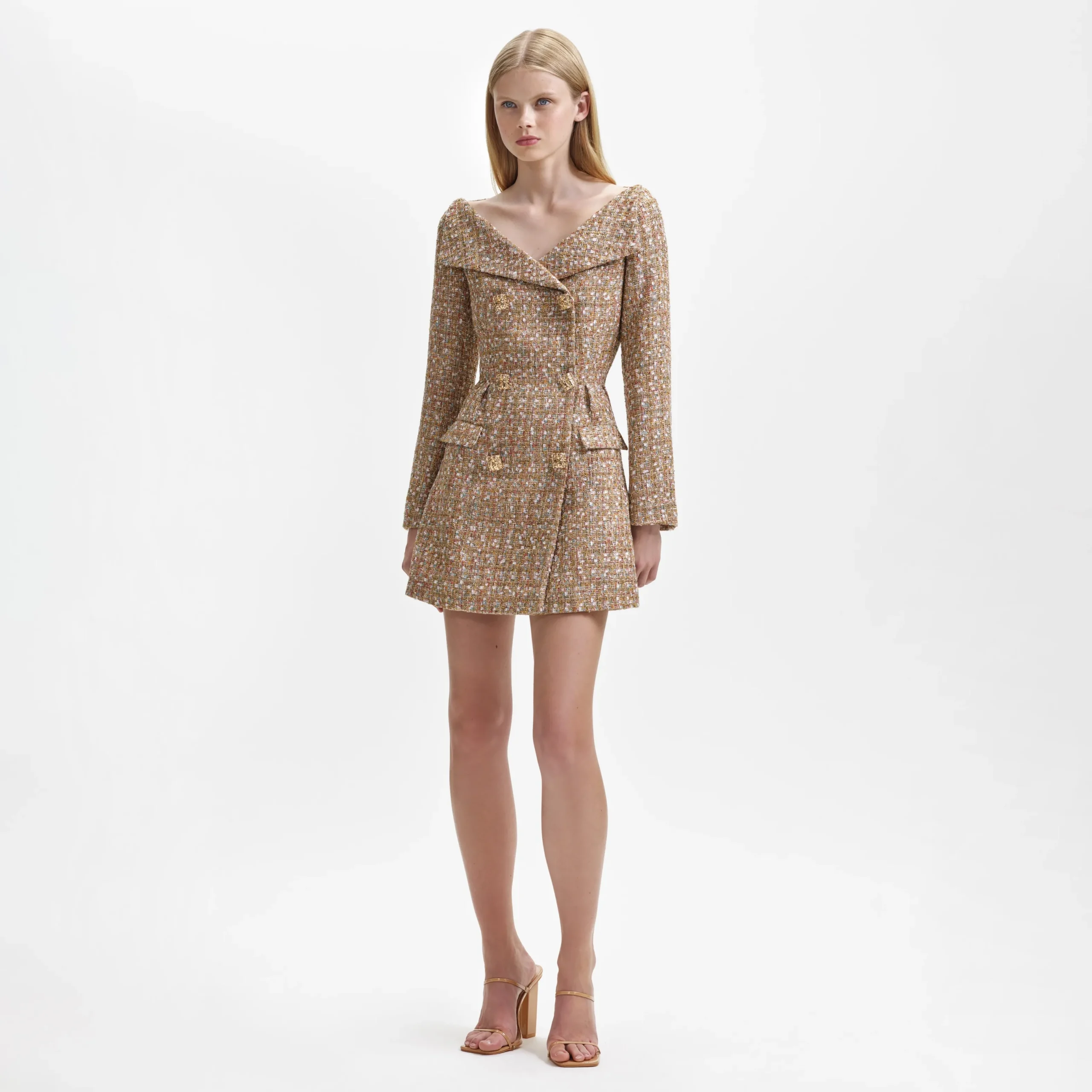 Tinsel Boucle Off Shoulder Mini Dress^self-portrait Cheap