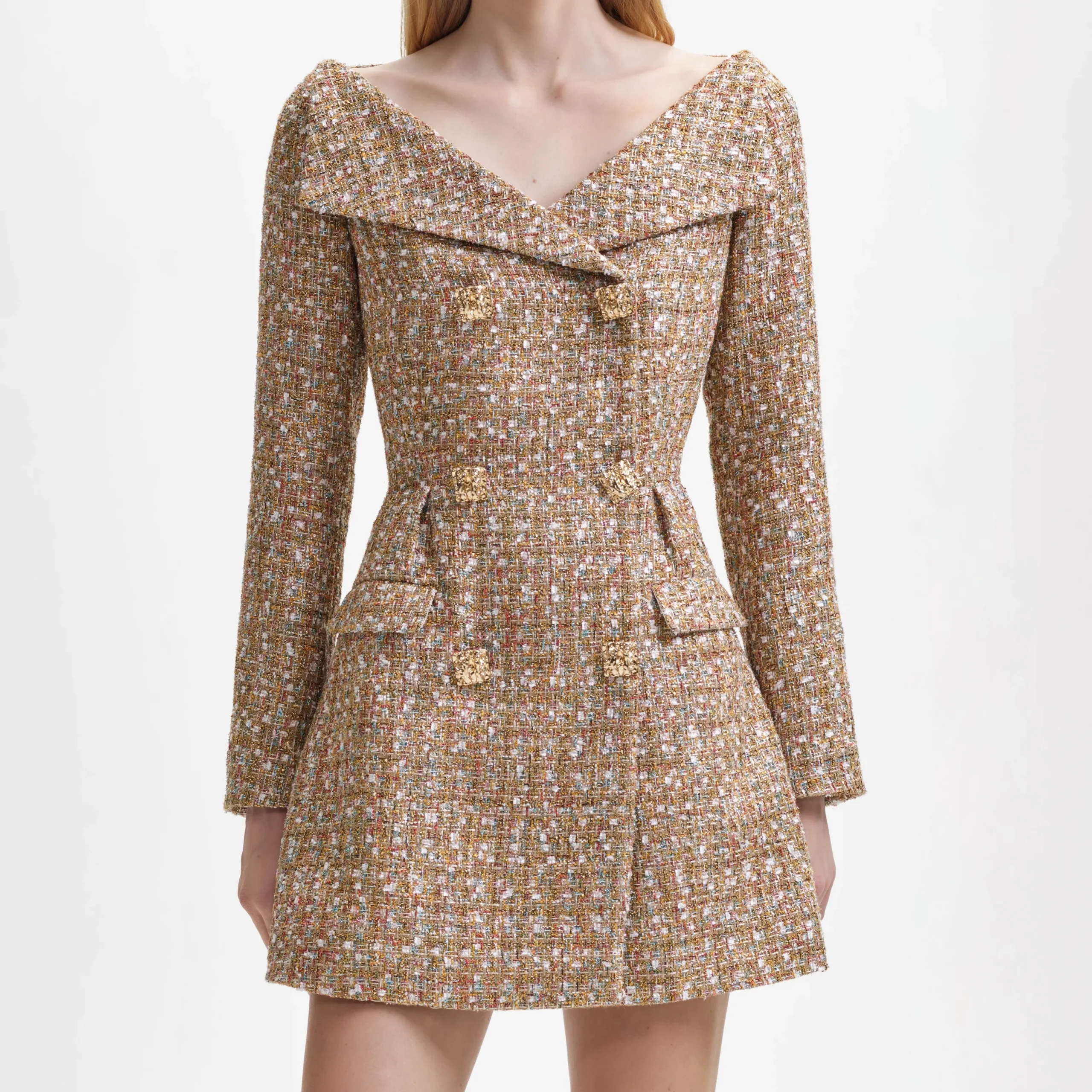 Tinsel Boucle Off Shoulder Mini Dress^self-portrait Cheap