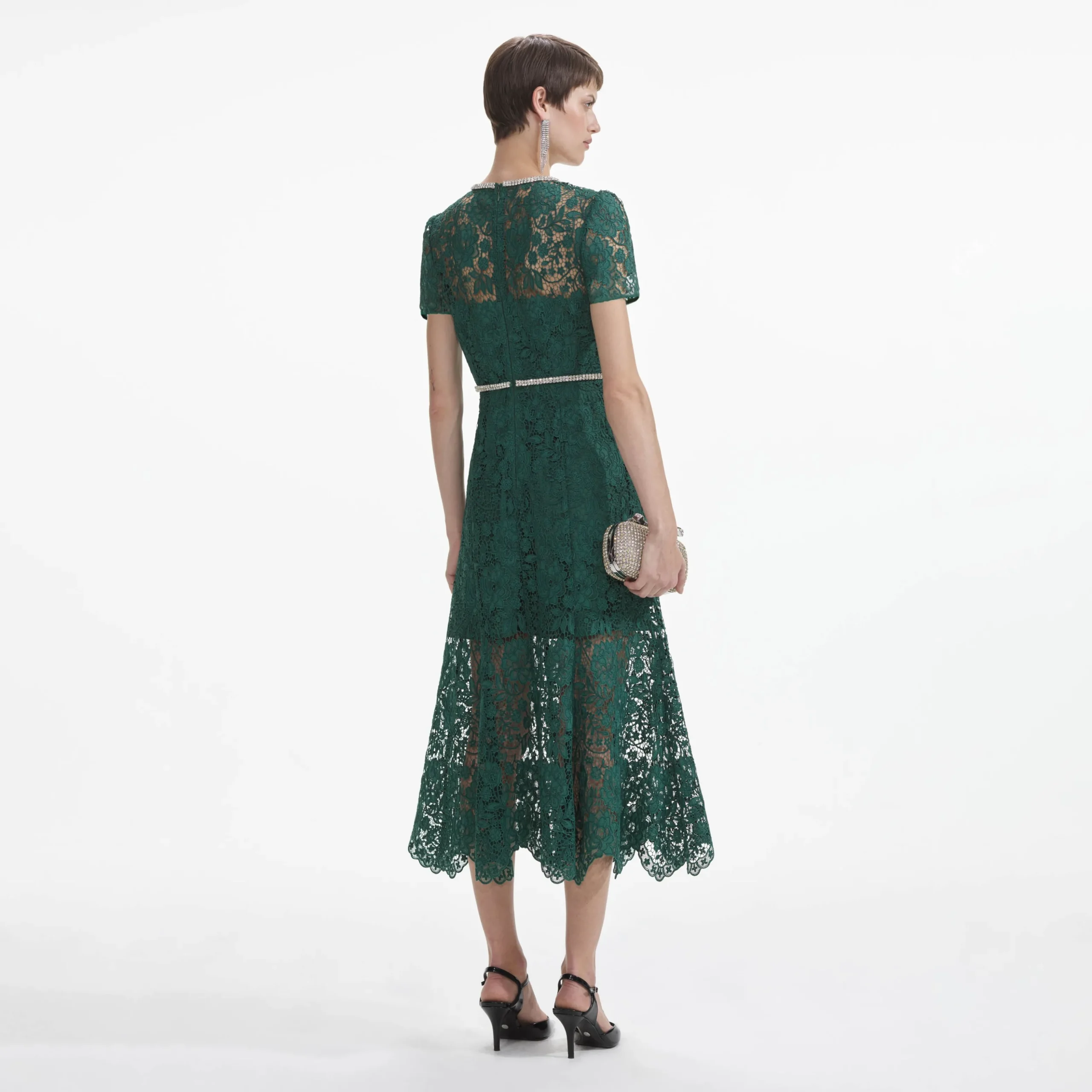 Lace Diamante Bow Midi Dress^self-portrait Best