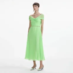 Off Shoulder Chiffon Midi Dress^self-portrait Cheap