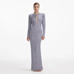 Rhinestone Fishnet Maxi Dress^self-portrait Shop