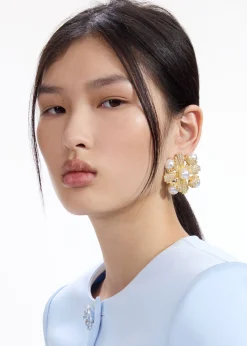 Gold Encrusted Earrings^self-portrait Hot