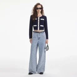 Crochet Contrast Trim Cardigan^self-portrait Best