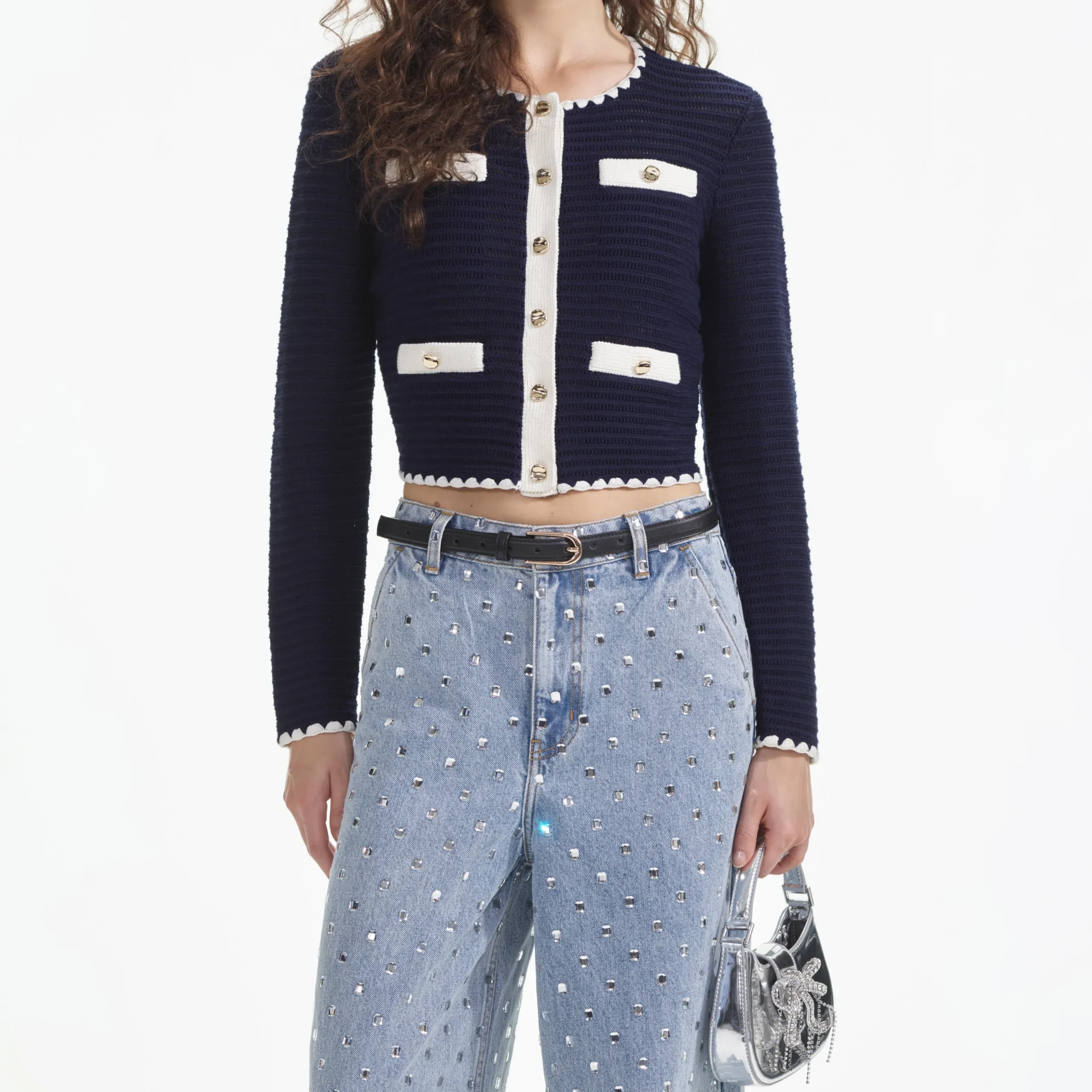 Crochet Contrast Trim Cardigan^self-portrait Best