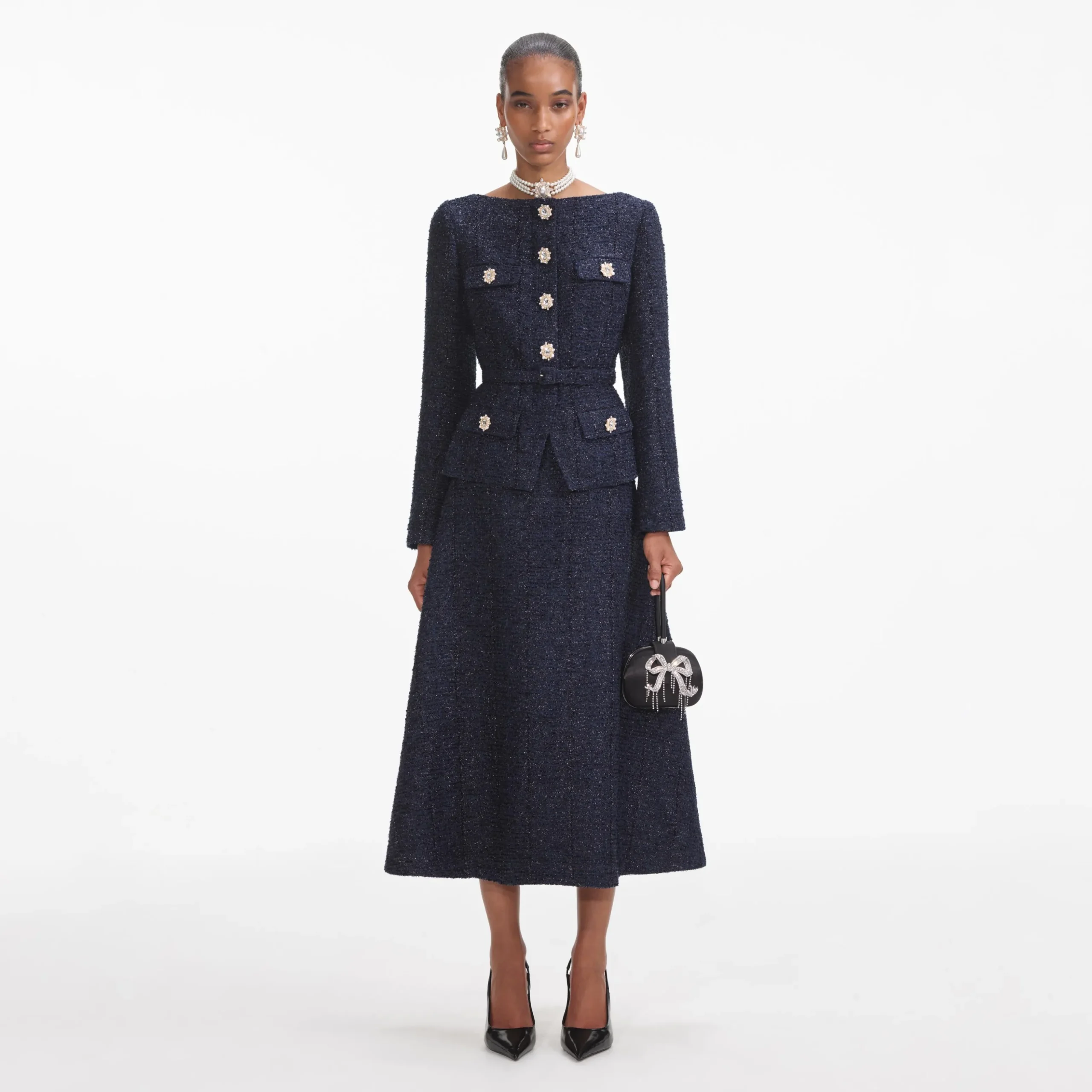 Metallic Boucle Midi Dress^self-portrait Discount