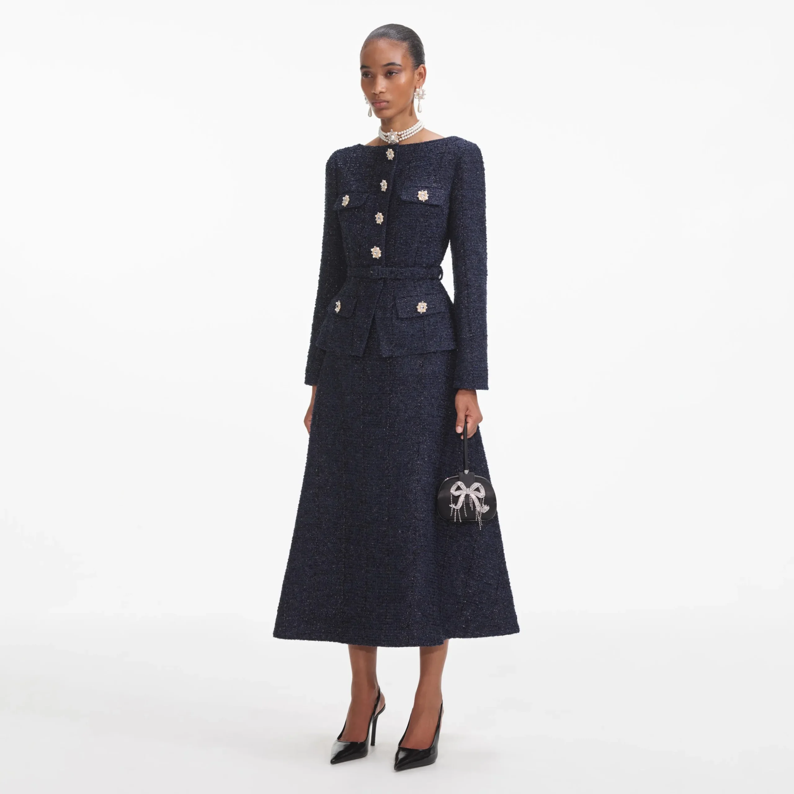Metallic Boucle Midi Dress^self-portrait Discount