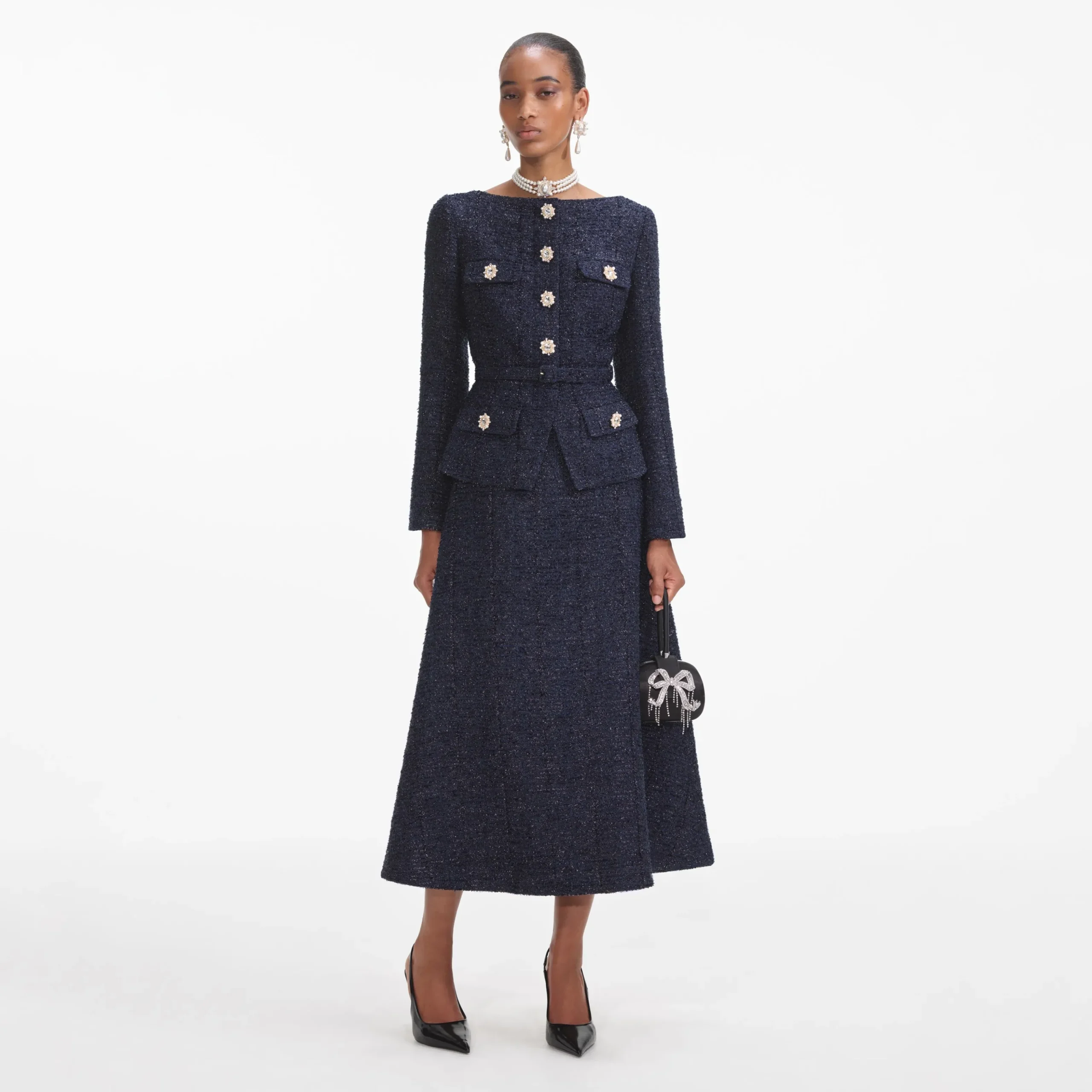 Metallic Boucle Midi Dress^self-portrait Discount