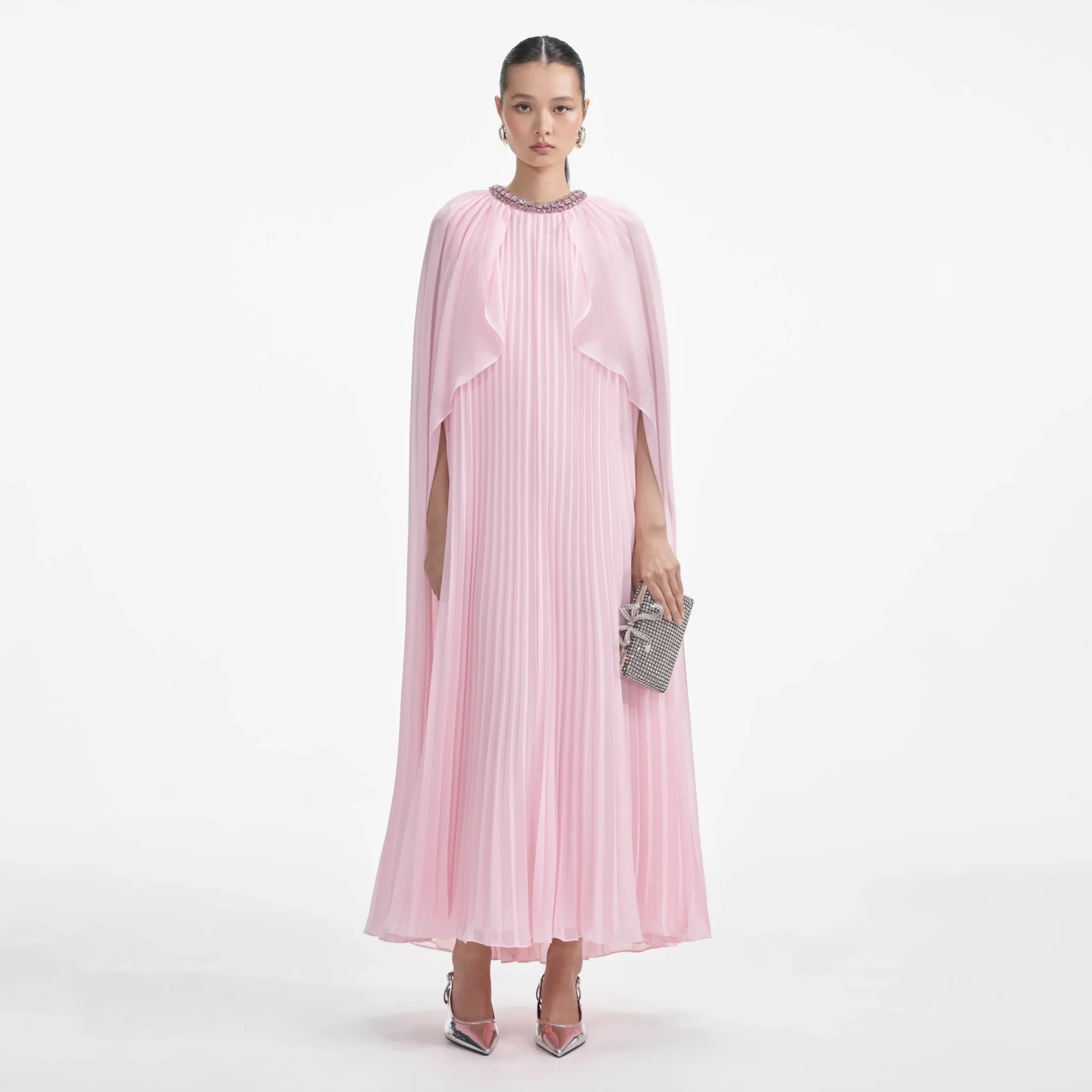 Chiffon Cape Midi Dress^self-portrait Store